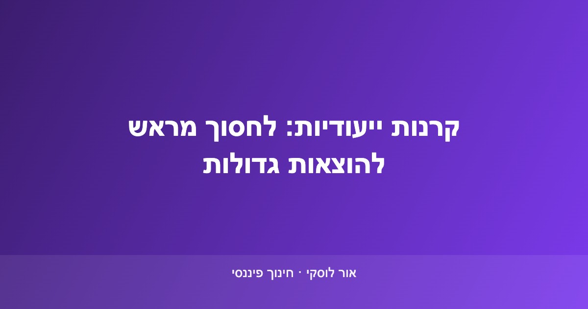 קרן ייעודית Sinking Fund — חיסכון מראש להוצאות גדולות וצפויות